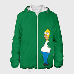 Куртка с капюшоном мужская Гомер в кустах, цвет: 3D-белый