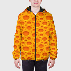 Куртка с капюшоном мужская Сыр, цвет: 3D-черный — фото 2