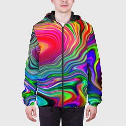 Куртка с капюшоном мужская Цветные разводы, цвет: 3D-черный — фото 2