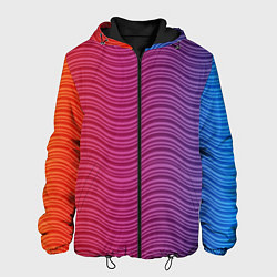 Куртка с капюшоном мужская Цветные волны, цвет: 3D-черный