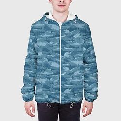 Куртка с капюшоном мужская Мир акул, цвет: 3D-белый — фото 2