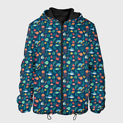 Куртка с капюшоном мужская Подводный мир, цвет: 3D-черный