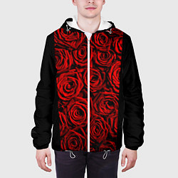 Куртка с капюшоном мужская Унисекс / Красные розы, цвет: 3D-белый — фото 2
