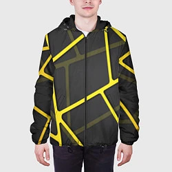 Куртка с капюшоном мужская Желтая сетка, цвет: 3D-черный — фото 2