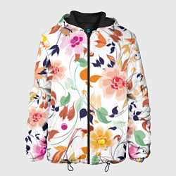 Куртка с капюшоном мужская Нежные цветы, цвет: 3D-черный