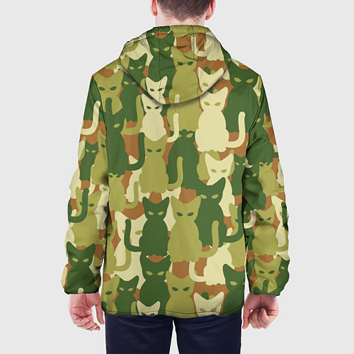 Мужская куртка Камуфляж- зелёные кошки / 3D-Белый – фото 4
