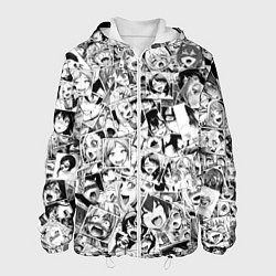 Куртка с капюшоном мужская Ahegao: Black & White, цвет: 3D-белый