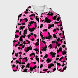 Куртка с капюшоном мужская Розовый леопард, цвет: 3D-белый