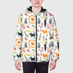 Куртка с капюшоном мужская О кошках и птичках, цвет: 3D-черный — фото 2