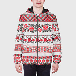 Куртка с капюшоном мужская Старославянский узор, цвет: 3D-черный — фото 2