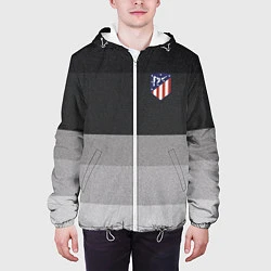 Куртка с капюшоном мужская ФК Атлетико Мадрид: Серый стиль, цвет: 3D-белый — фото 2