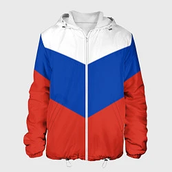 Куртка с капюшоном мужская Российский триколор, цвет: 3D-белый