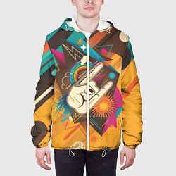 Куртка с капюшоном мужская Ретро-музыка, цвет: 3D-белый — фото 2
