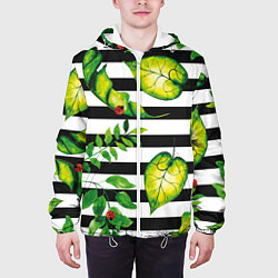 Куртка с капюшоном мужская Полосатые тропики, цвет: 3D-белый — фото 2