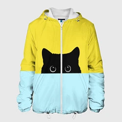 Куртка с капюшоном мужская Черный котик, цвет: 3D-белый
