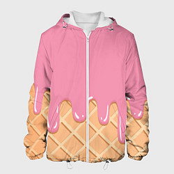 Куртка с капюшоном мужская Розовое мороженное, цвет: 3D-белый