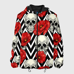 Куртка с капюшоном мужская Черепа и розы, цвет: 3D-черный