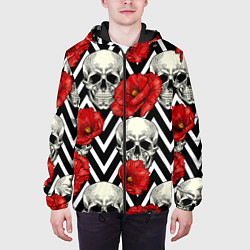 Куртка с капюшоном мужская Черепа и розы, цвет: 3D-черный — фото 2