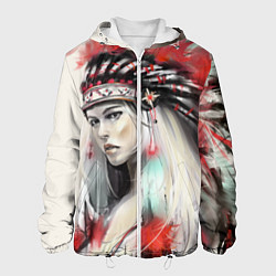 Куртка с капюшоном мужская Индейская девушка, цвет: 3D-белый
