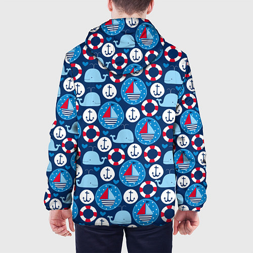 Мужская куртка Киты и яхты / 3D-Белый – фото 4