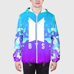 Куртка с капюшоном мужская BTS: Violet Butterflies, цвет: 3D-белый — фото 2