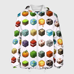 Куртка с капюшоном мужская Minecraft Cubes, цвет: 3D-белый