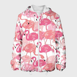 Куртка с капюшоном мужская Рай фламинго, цвет: 3D-белый
