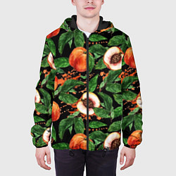 Куртка с капюшоном мужская Персики, цвет: 3D-черный — фото 2