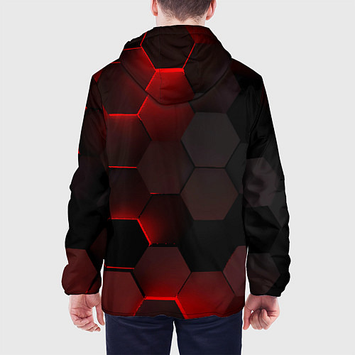 Мужская куртка Красные абстрактные плиты / 3D-Белый – фото 4