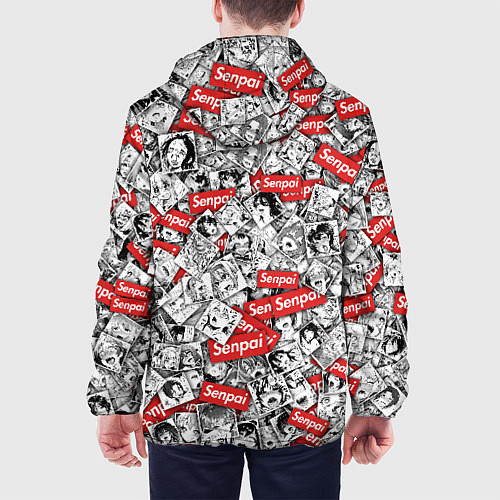 Мужская куртка Senpai x Ahegao / 3D-Белый – фото 4