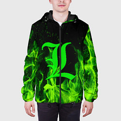 Куртка с капюшоном мужская L letter flame, цвет: 3D-черный — фото 2