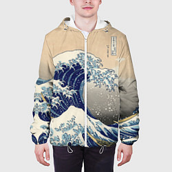Куртка с капюшоном мужская Kanagawa Wave Art, цвет: 3D-белый — фото 2