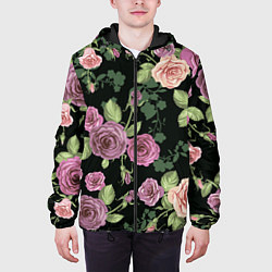 Куртка с капюшоном мужская Кусты роз, цвет: 3D-черный — фото 2