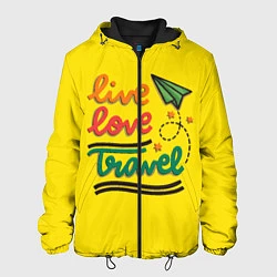 Куртка с капюшоном мужская Жизнь, любовь, путешествия, цвет: 3D-черный