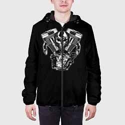 Куртка с капюшоном мужская Движковый череп, цвет: 3D-черный — фото 2