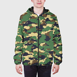 Куртка с капюшоном мужская Камуфляж: лесной, цвет: 3D-черный — фото 2