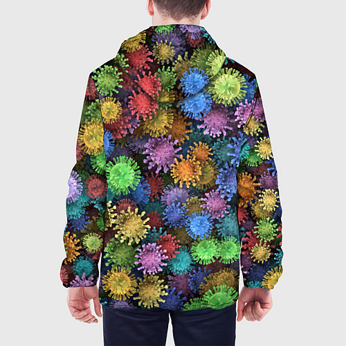 Мужская куртка Разноцветные вирусы / 3D-Белый – фото 4