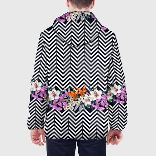 Мужская куртка Тропически цветы с орнаментом / 3D-Белый – фото 4