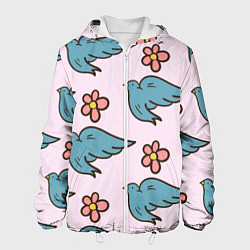 Куртка с капюшоном мужская Стайка птиц, цвет: 3D-белый
