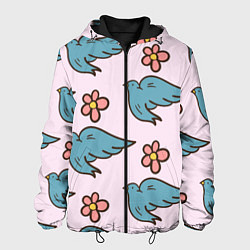 Куртка с капюшоном мужская Стайка птиц, цвет: 3D-черный