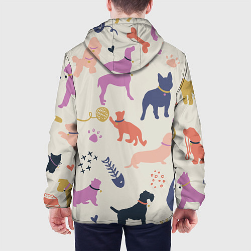 Мужская куртка Домашние животные паттерн / 3D-Черный – фото 4
