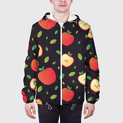 Куртка с капюшоном мужская Яблочный узор, цвет: 3D-белый — фото 2