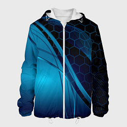 Куртка с капюшоном мужская ABSTRACT BLUE, цвет: 3D-белый