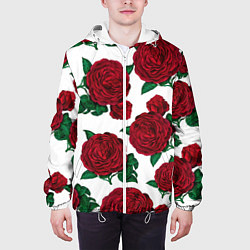 Куртка с капюшоном мужская Винтажные розы, цвет: 3D-белый — фото 2