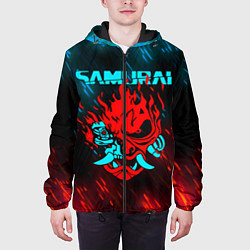 Куртка с капюшоном мужская CYBERPUNK 2077 SAMURAI, цвет: 3D-черный — фото 2