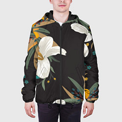 Куртка с капюшоном мужская Цветочный арт, цвет: 3D-черный — фото 2