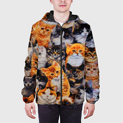 Куртка с капюшоном мужская КОТЯТКИ, цвет: 3D-черный — фото 2