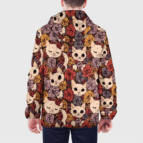 Мужская куртка КОТИКИ В ЦВЕТАХ / 3D-Черный – фото 4