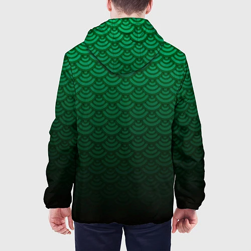 Мужская куртка Узор зеленая чешуя дракон / 3D-Белый – фото 4