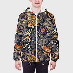 Куртка с капюшоном мужская Узор орнамент цветы этно, цвет: 3D-белый — фото 2
